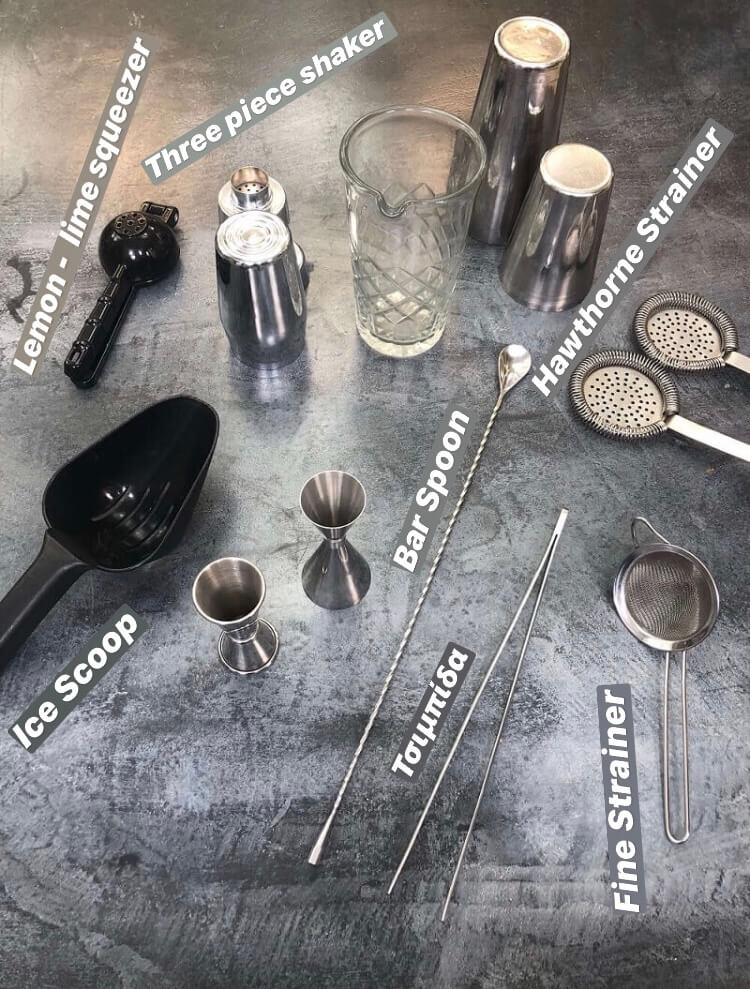 εξοπλισμος μπαρ ειδη bar εργαλεια μπαρμαν για κοκτειλ