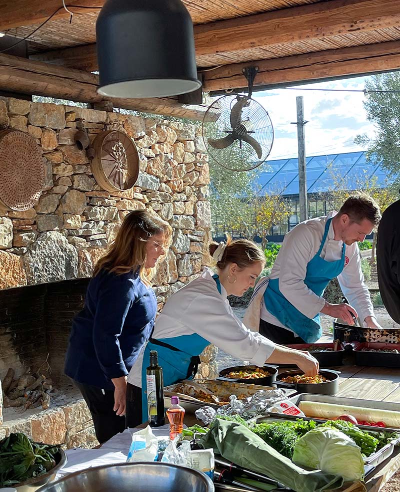 Argiro with contestants Sophie and Harry. Finalists in the competition MasterChef UK 2025