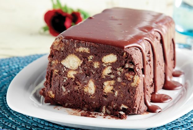 κορμός μωσαϊκό με κουβερτούρα σοκολάτας και μπισκότα βουτύρου γλυκο συνταγη