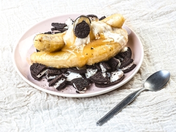 Βanana split με καραμελωμένες μπανάνες