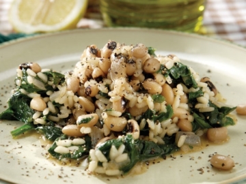 Μαυρομάτικα με χόρτα και ρύζι (σύβραση)