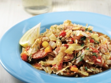 Λαχανόρυζο με λουκάνικο