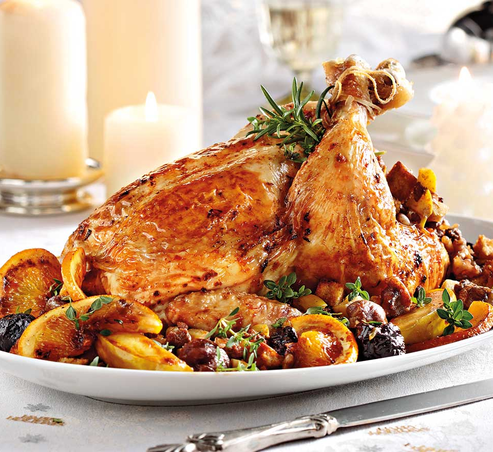 κοτόπουλο γεμιστό στη γάστρα