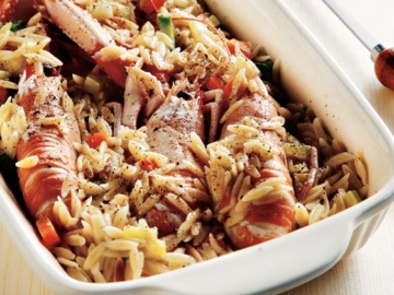 Κριθαράκι με καραβίδες και ταχίνι