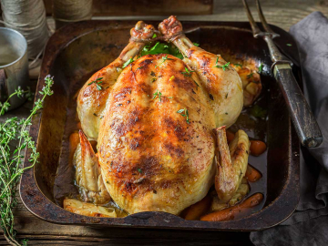 Τραγανό κοτόπουλο φούρνου με λεμονάτη σάλτσα