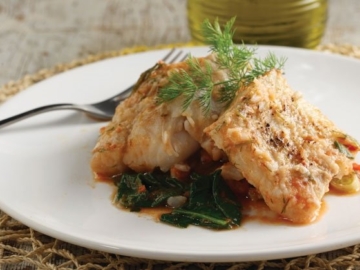 Μπακαλιάρος με σπανάκι στη κατσαρόλα