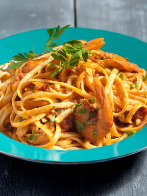 Λιγκουίνι με γαρίδες