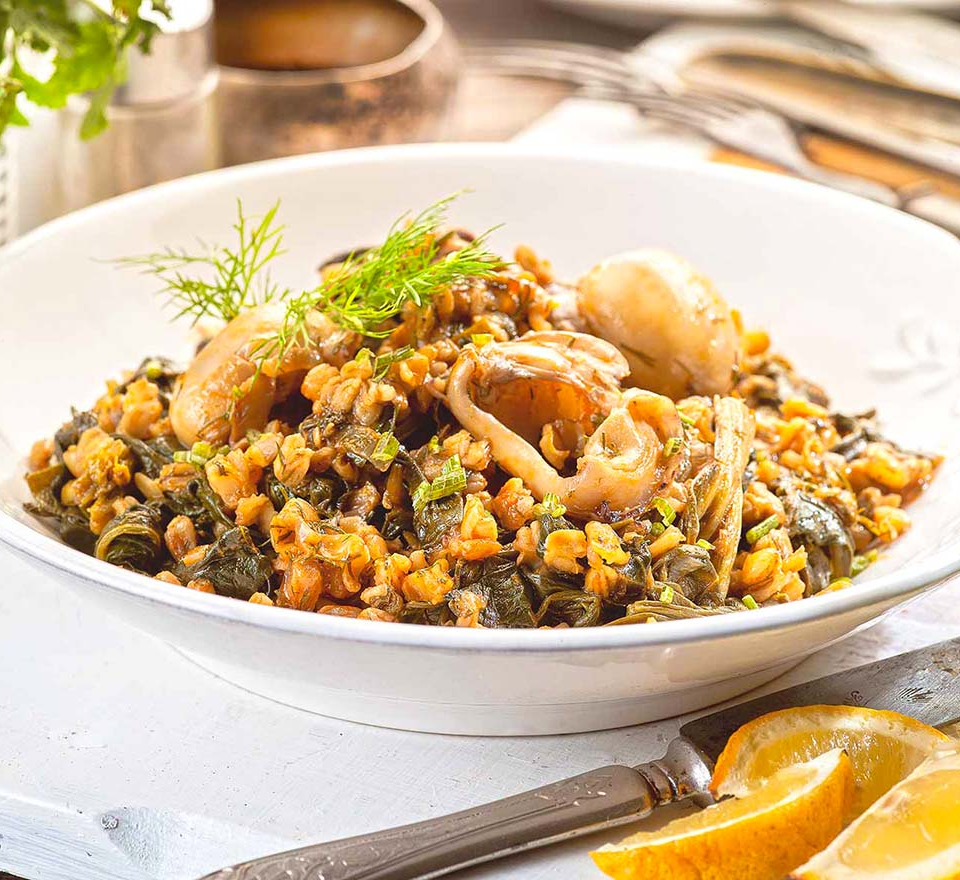 σουπιέσ με χορτα