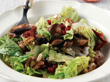 Πράσινη σαλάτα µε μανιτάρια και ρόδια