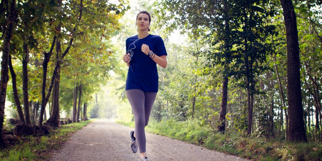 girl running in the morning