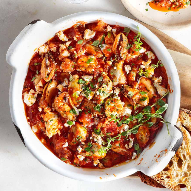 Μύδια σαγανάκι