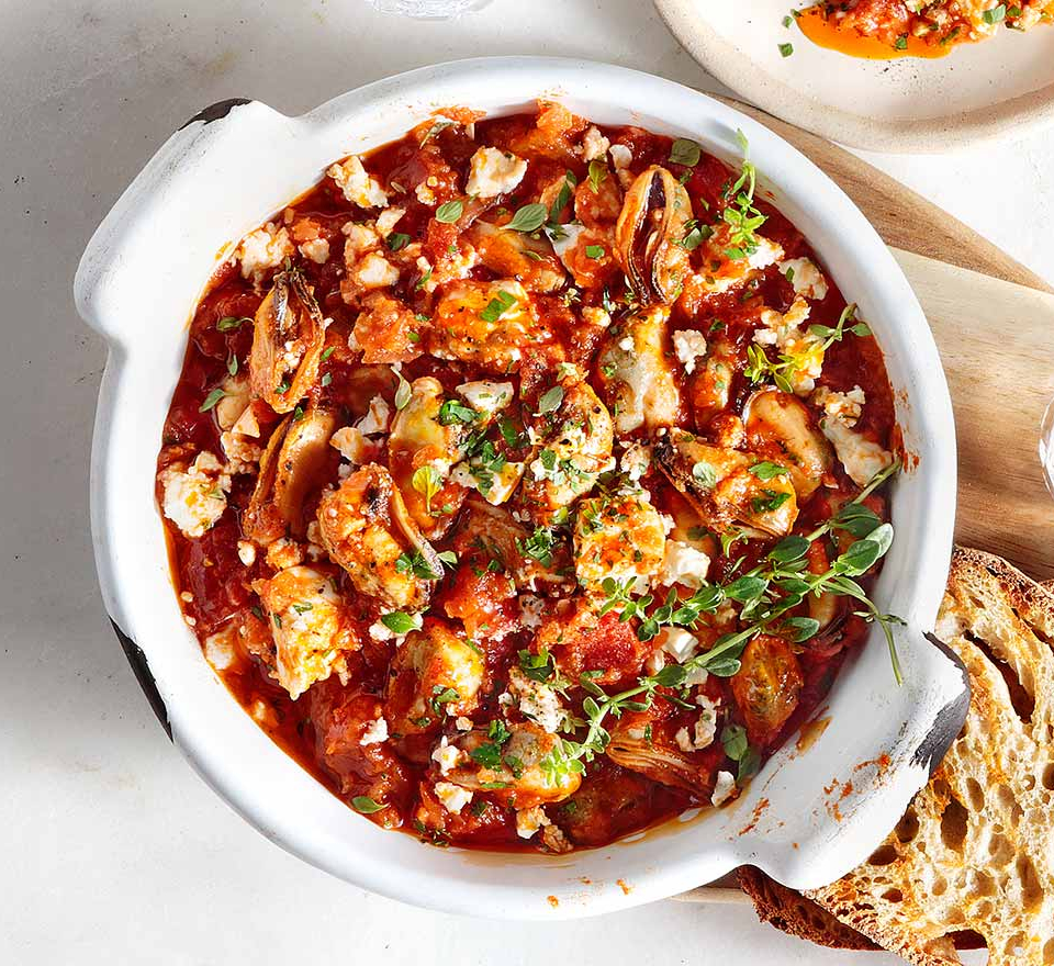 μυδια σαγανακι