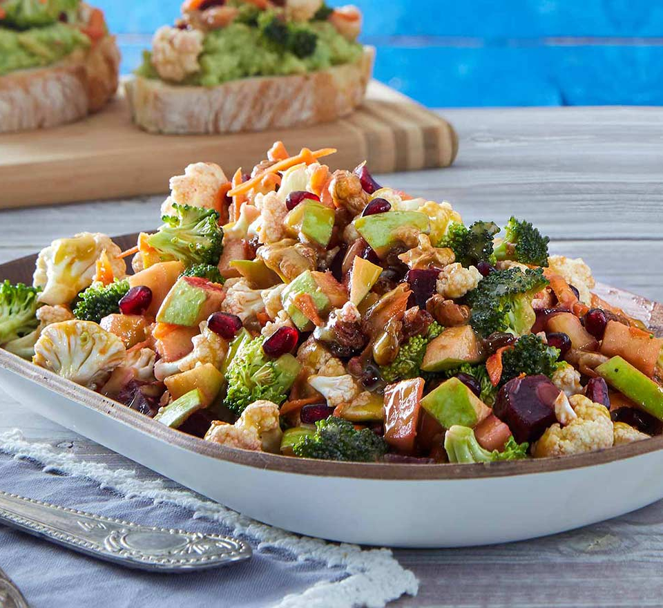 σαλατα με γλυκοξινη σαλτσα - ντρεσινγκ για σαλατα κουνουπιδι