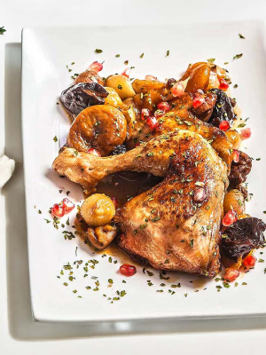 Γλυκόξινο κοτόπουλο με αποξηραμένα φρούτα