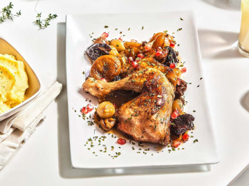 Γλυκόξινο κοτόπουλο με αποξηραμένα φρούτα