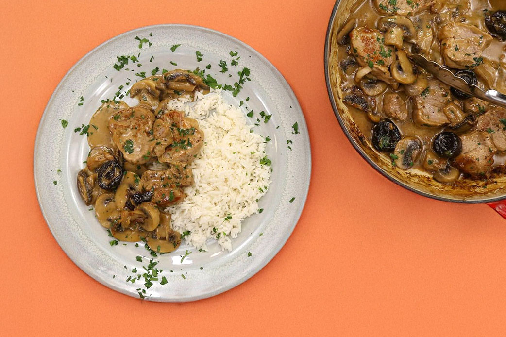 Creamy mushroom pork tenderloin