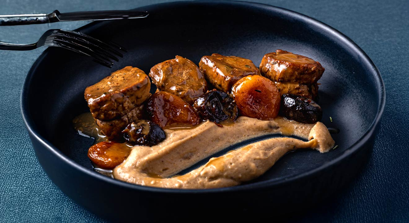 ψαρονεφρι με πουρε καστανο - ψαρονεφρι με δαμασκηνα και καστανα