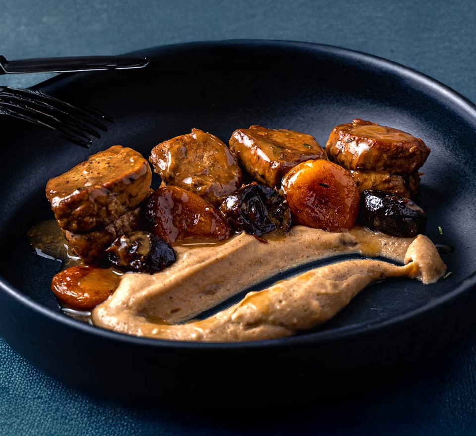 ψαρονεφρι με πουρε καστανο - ψαρονεφρι με δαμασκηνα και καστανα