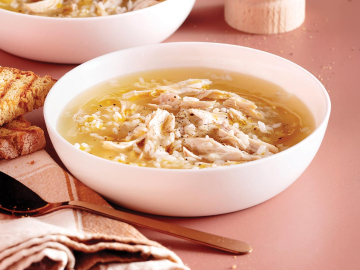 Chicken soup with egg-lemon sauce (avgolemono)