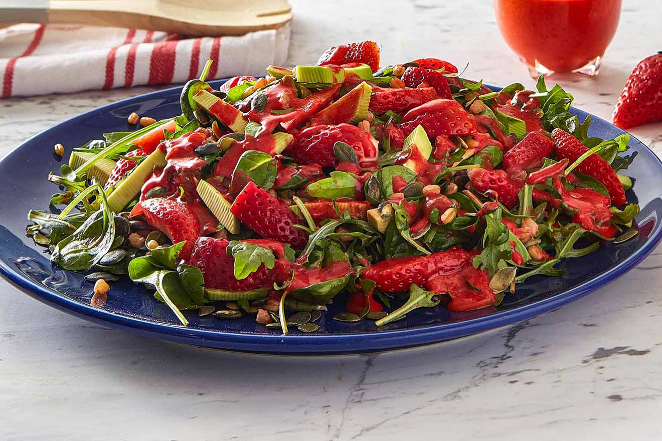 Strawberry salad with strawberry vinaigrette