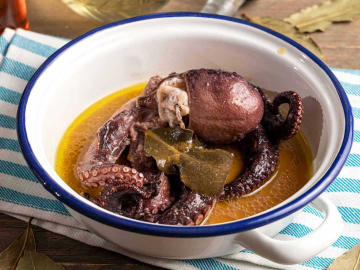 Greek marinated octopus in vinegar