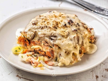 Λαζάνια με μανιτάρια και σολομό