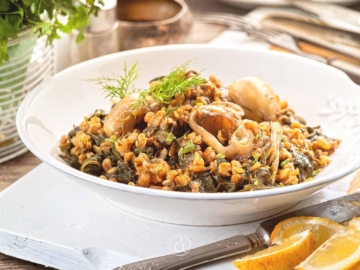 Σουπιές με χόρτα τσιγαριστά