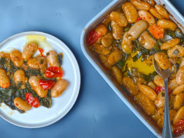 Φασόλια Πρεσπών με χόρτα