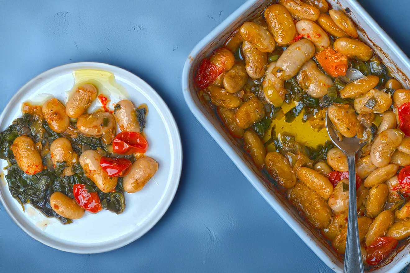 Φασόλια Πρεσπών με χόρτα