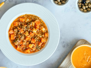 Φακές με γλυκοπατάτα και πλιγούρι