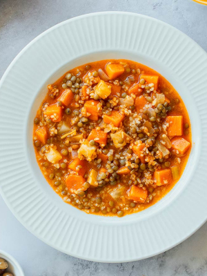 Φακές με γλυκοπατάτα και πλιγούρι