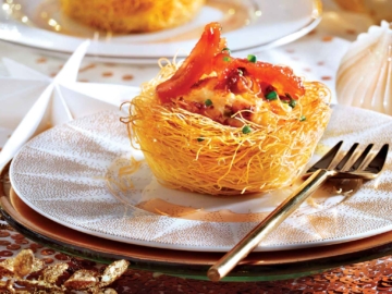 Φωλιές κανταΐφι με τυριά και γλυκό κυδώνι