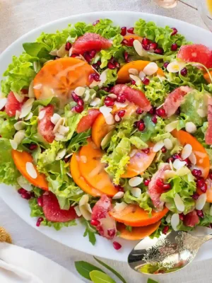 Σαλάτα με λωτό και ντρέσινγκ μουστάρδας