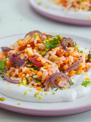 Κόκκινες φακές με ρύζι και λαχανικά