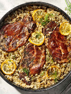 Μπριζόλες με ρύζι στο φούρνο