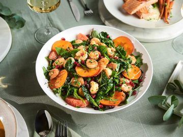 Σαλάτα με γαρίδες γκρεμολάτα, λωτούς και γκρέιπφρουτ