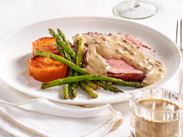 Φιλέτο μοσχάρι σε άσπρη σάλτσα από κονιάκ