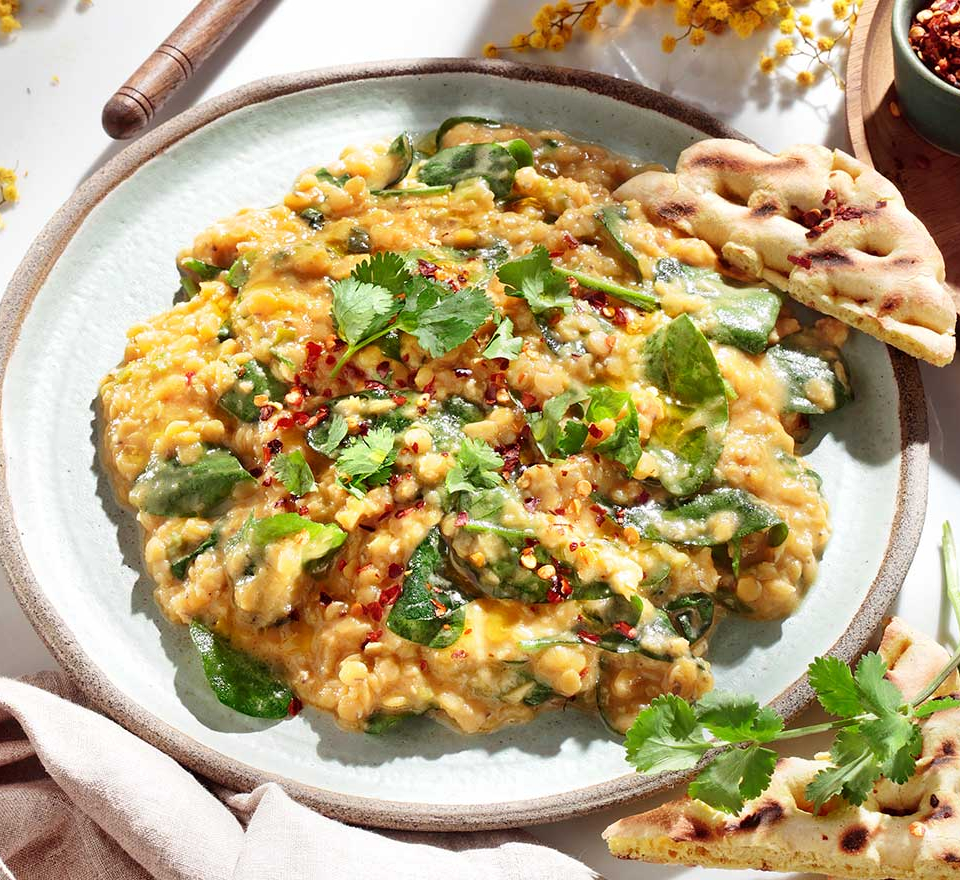 φακεσ με σπανακι - κοκκινεσ φακεσ με καρυ