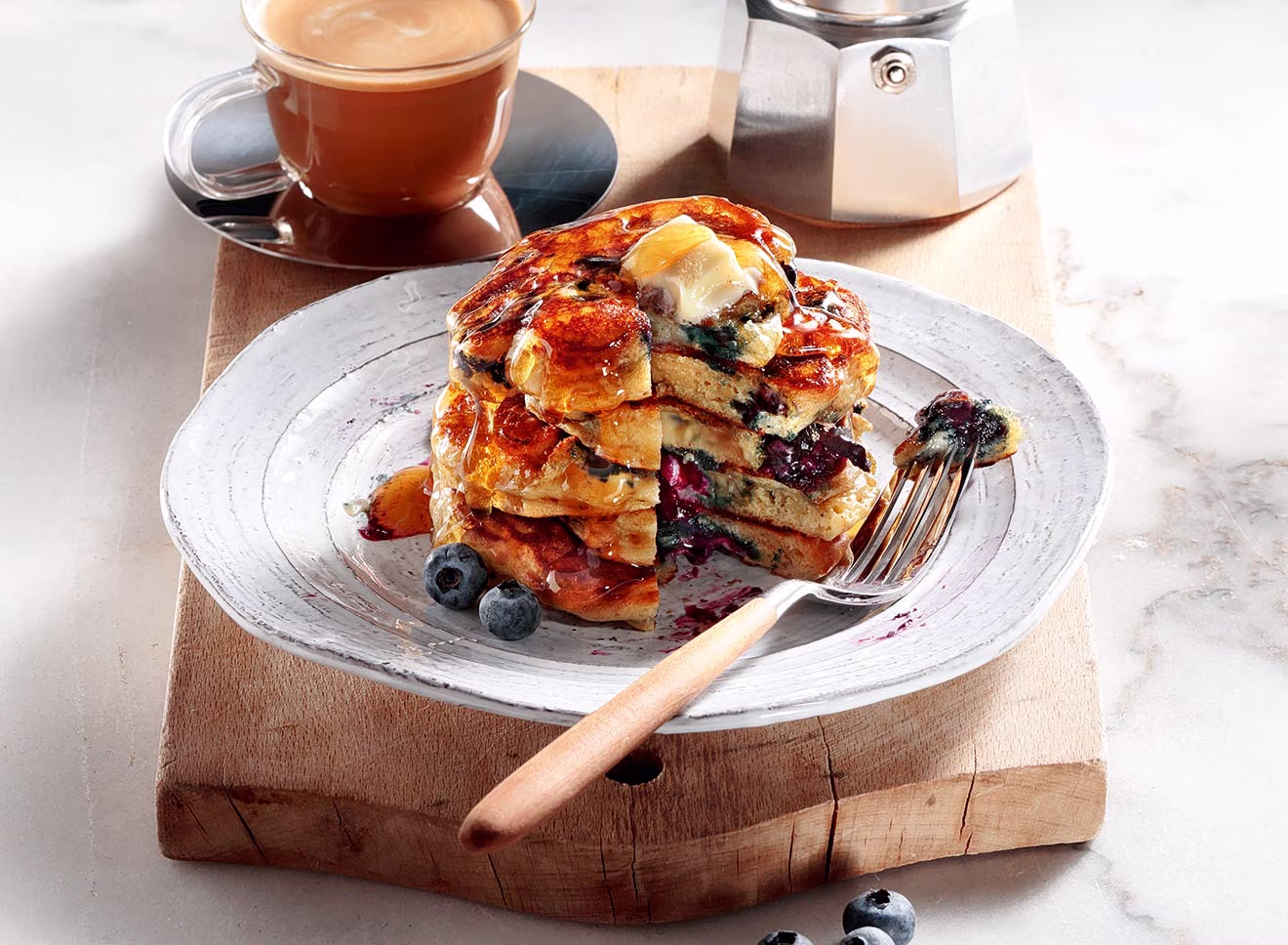 Αφράτα pancakes με γιαούρτι και blueberry